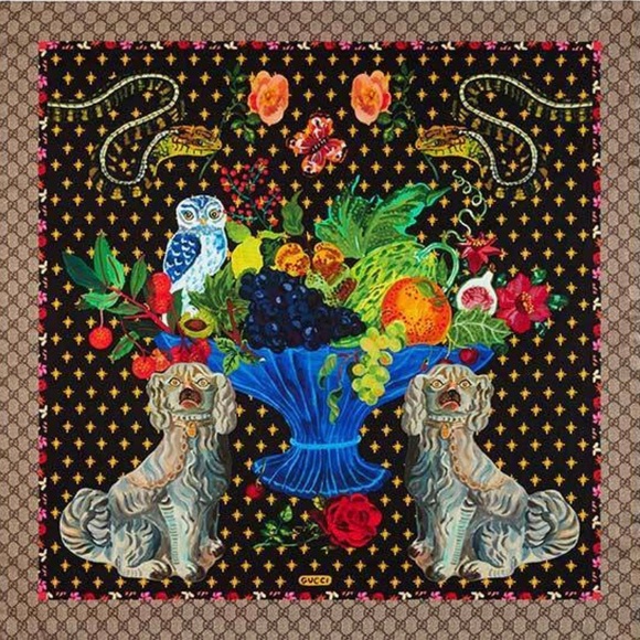 Gucci Accessories - NWT Gucci Scarf Silk Dogs&Vase Print